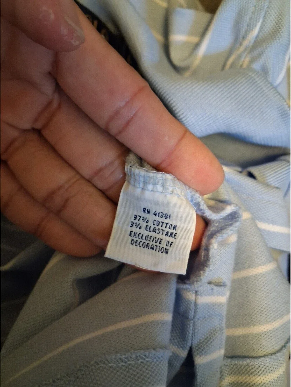 Ralph Lauren Polo Shirt Mens Large Light Blue Cotton Striped